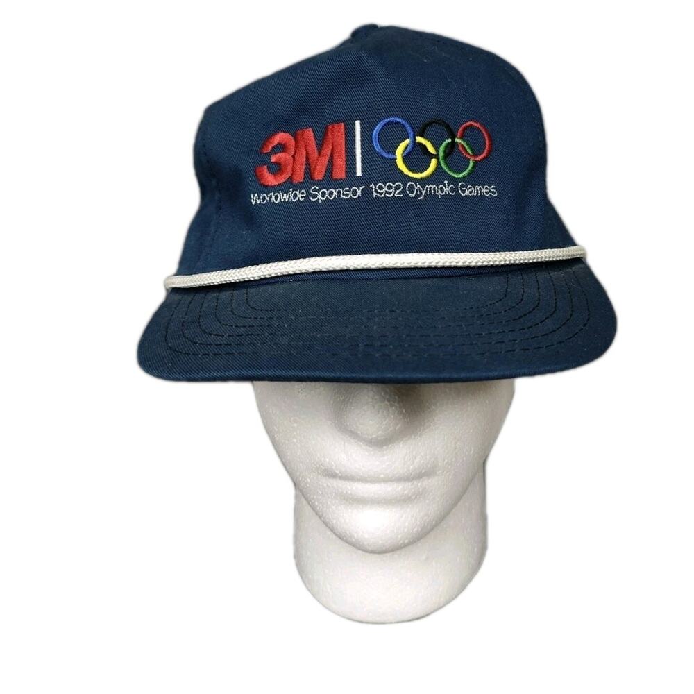 Vintage Olympics Hat Blue 90s USA Snapback Hat Cap Rope Trucker Barcelona 1992